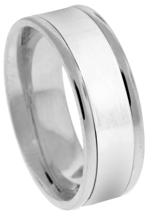 Platinum Inlay Wedding Band Ring